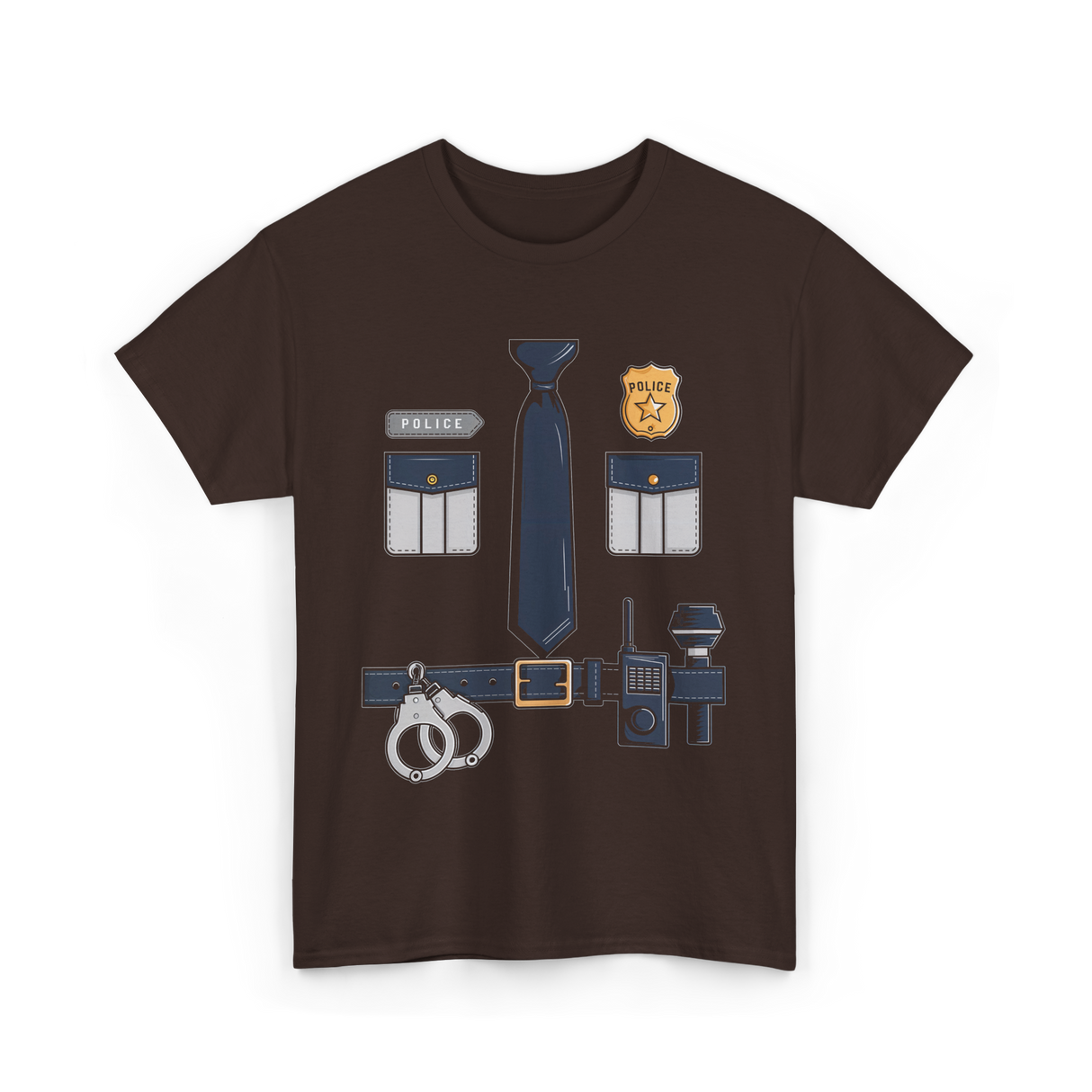 Police Costume Police Officer T-Shirt - Dark Chocolate