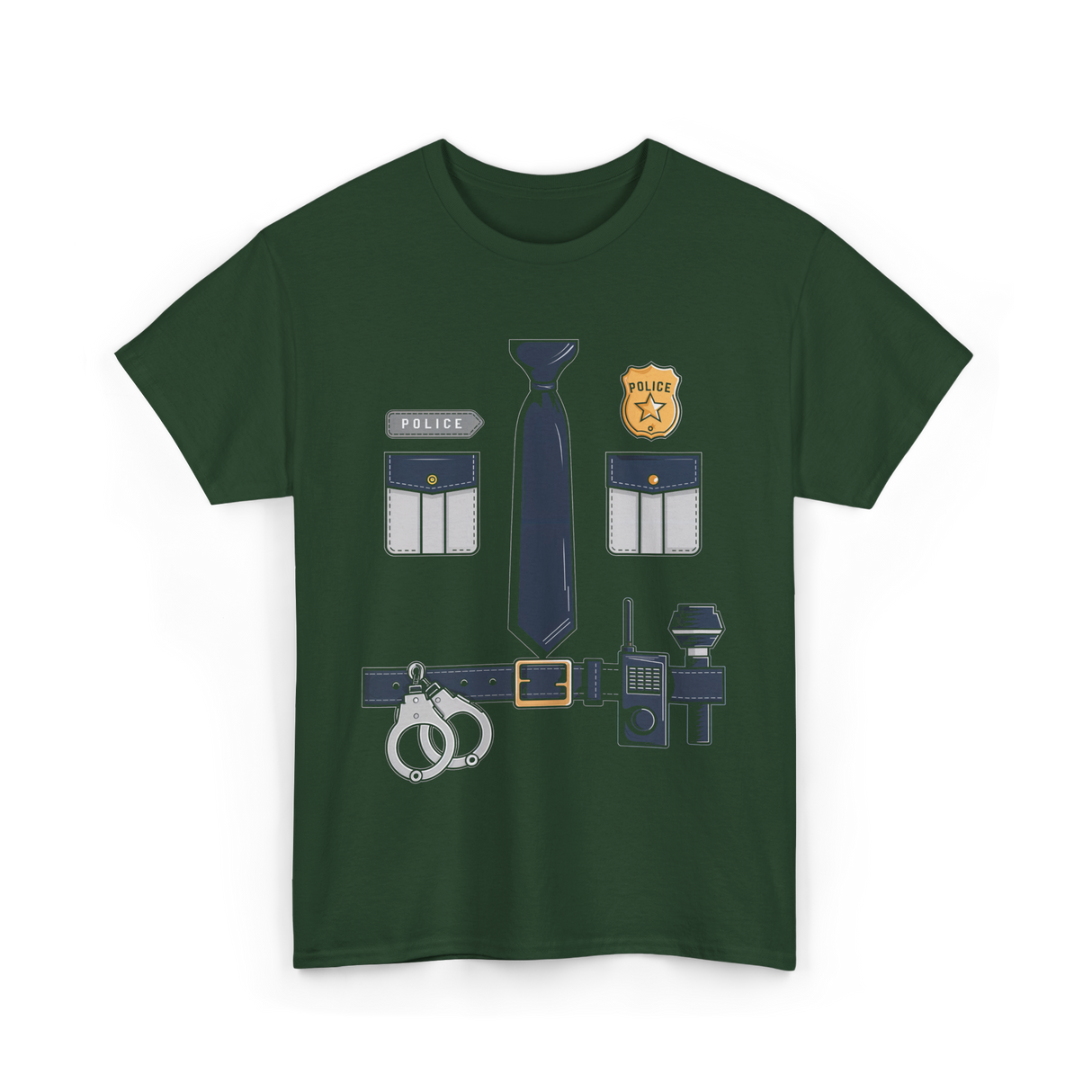 Police Costume Police Officer T-Shirt - Forest Green