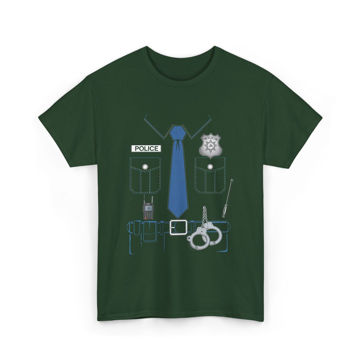 Police Costume Police Officer T-Shirt - Forest Green