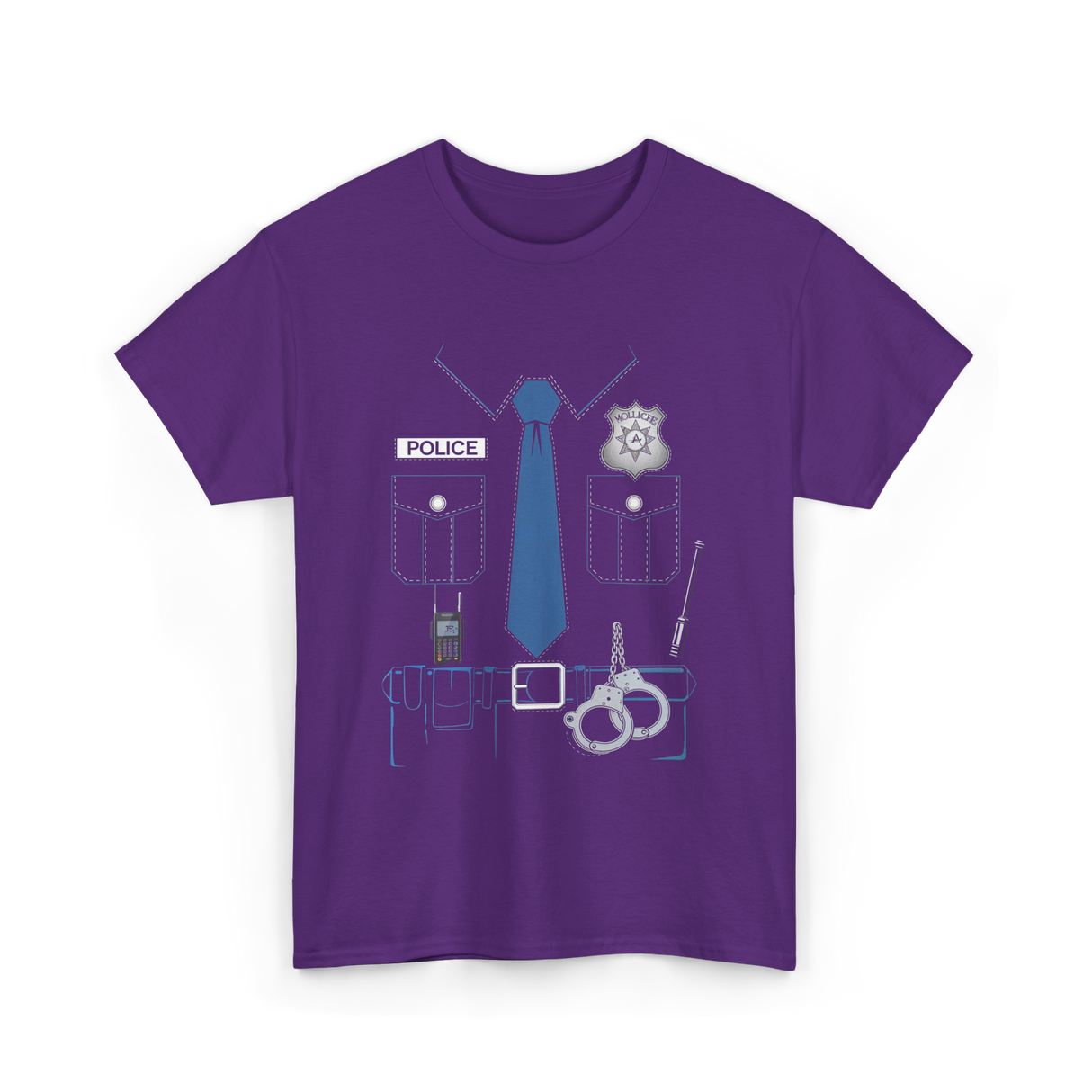 Police Costume Police Officer T-Shirt - Purple