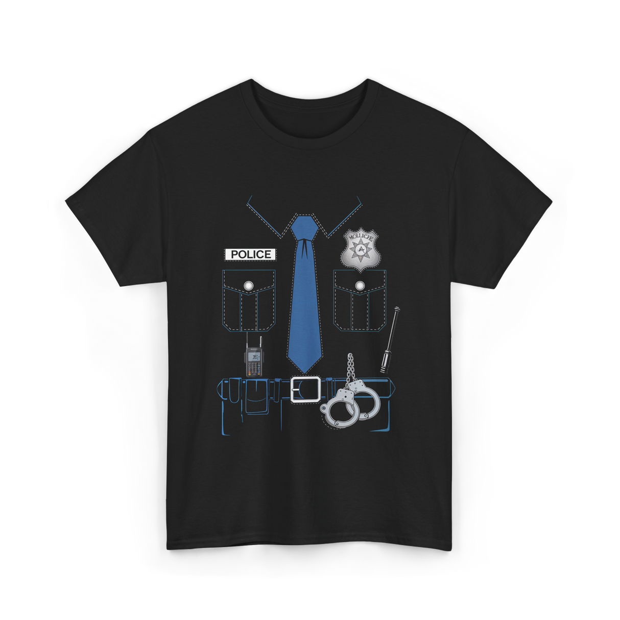 Police Costume Police Officer T-Shirt - Black