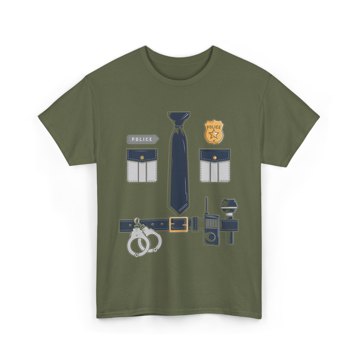 Police Costume Police Officer T-Shirt - Military Green