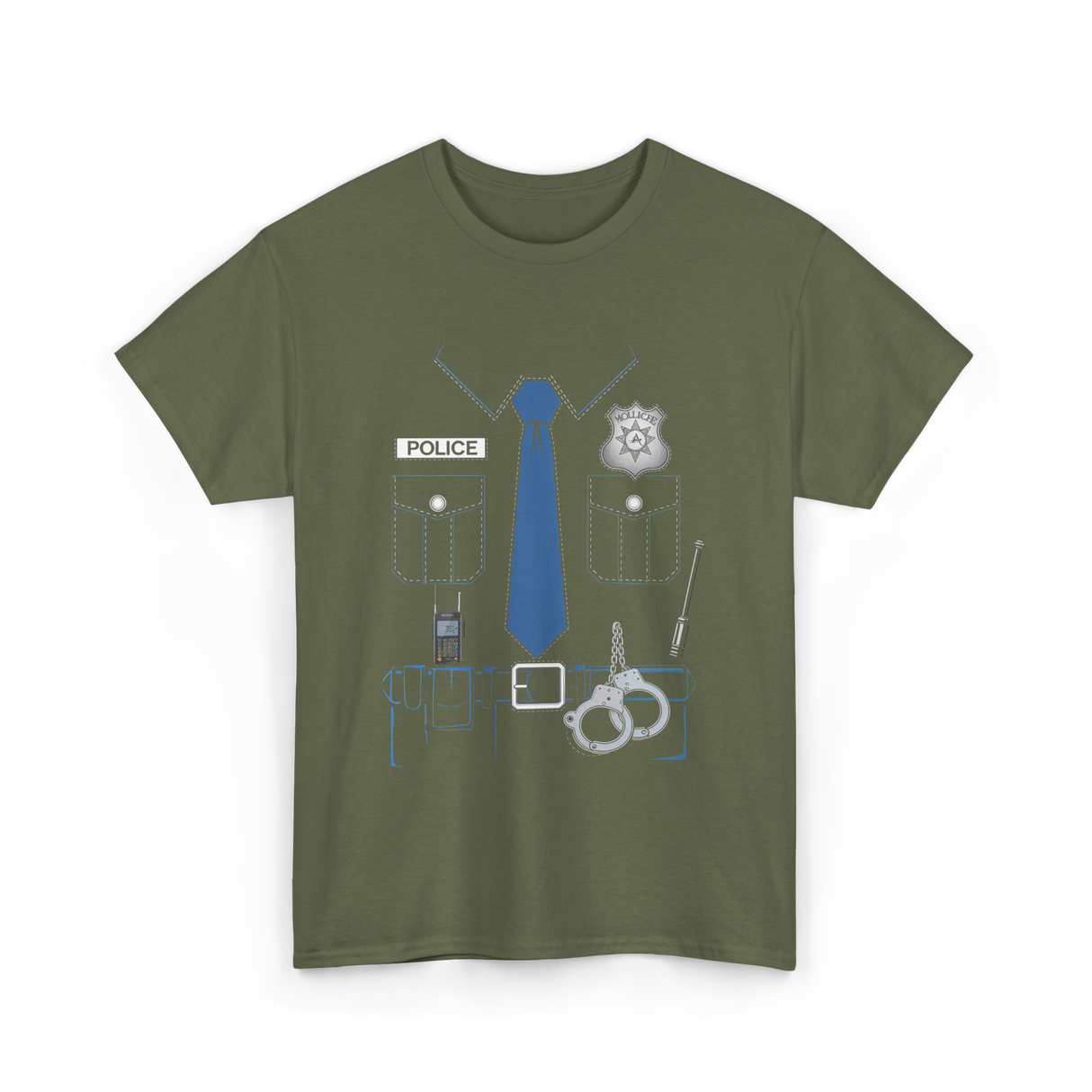 Police Costume Police Officer T-Shirt - Military Green