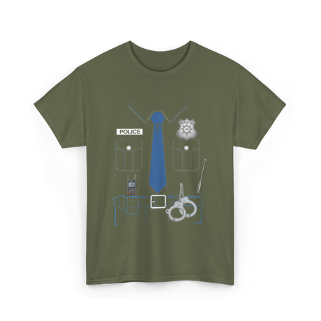 Police Costume Police Officer T-Shirt - Military Green