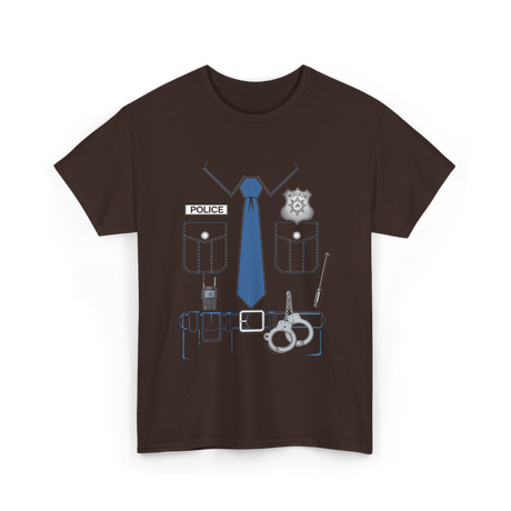 Police Costume Police Officer T-Shirt - Dark Chocolate