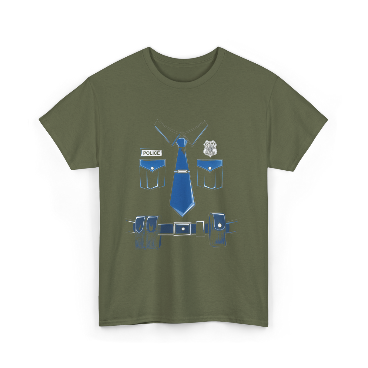 Police Costume Police Officer T-Shirt - Military Green