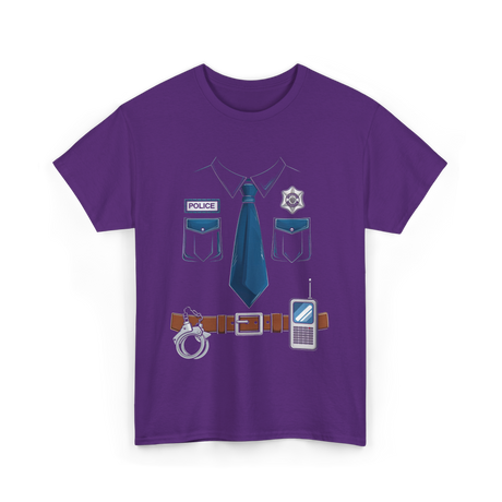 Police Costume Police Officer Uniform T-Shirt - Purple