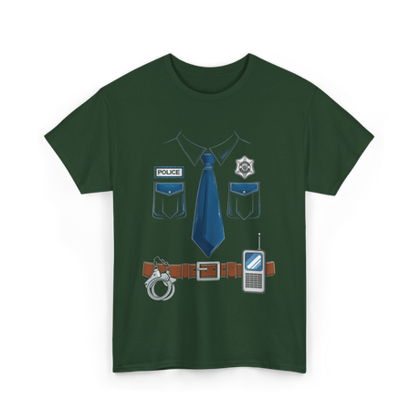 Police Costume Police Officer Uniform T-Shirt - Forest Green