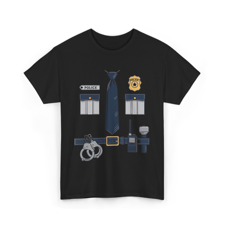 Police Costume Police Uniform T-Shirt - Black