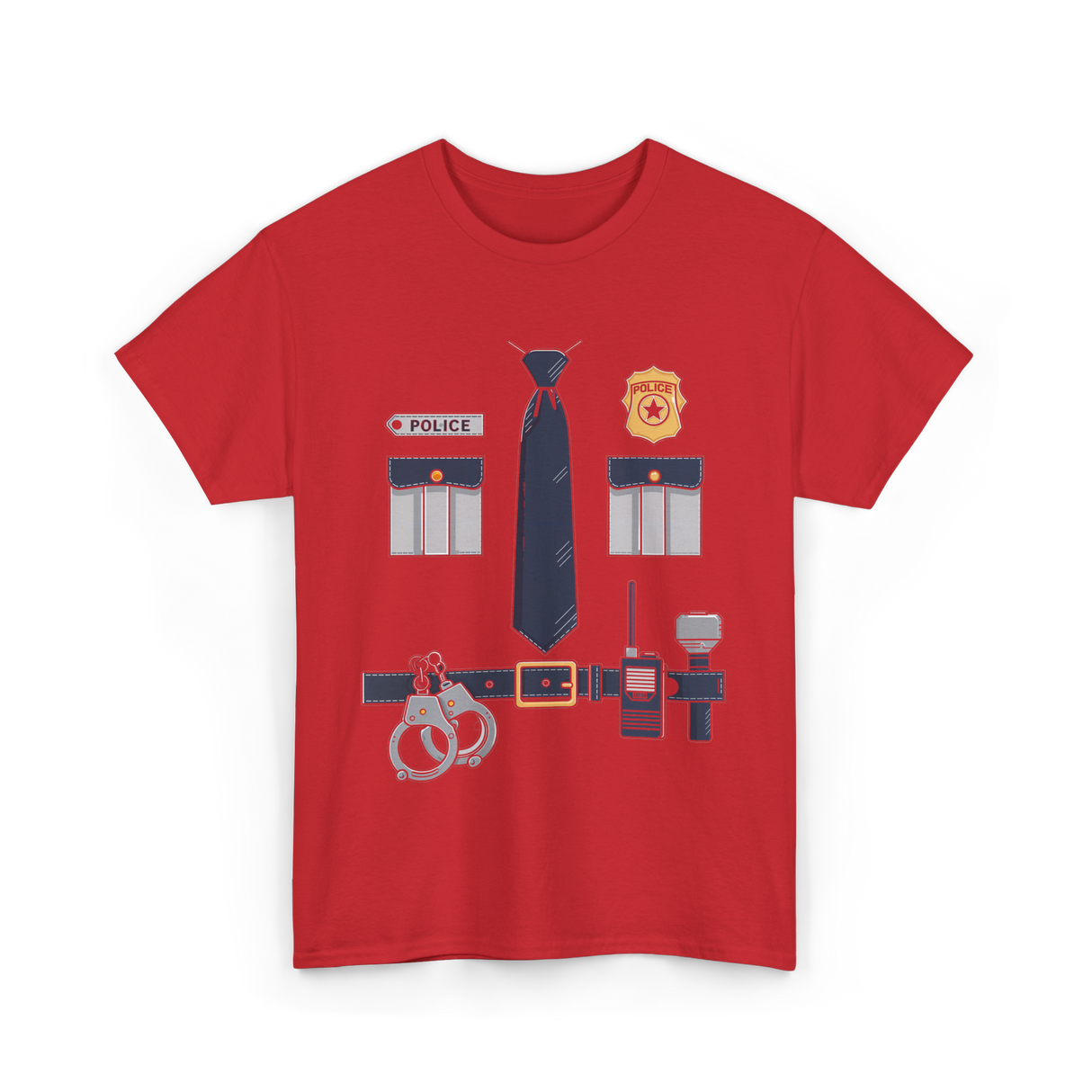 Police Costume Police Uniform T-Shirt - Red