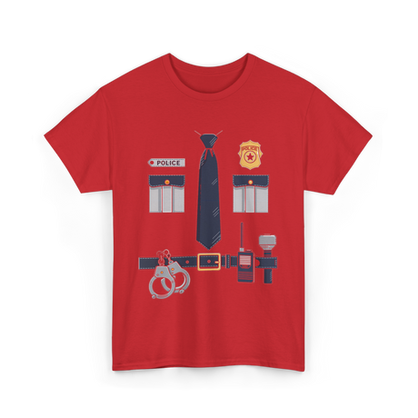 Police Costume Police Uniform T-Shirt - Red