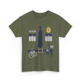 Police Costume Police Uniform T-Shirt - Military Green