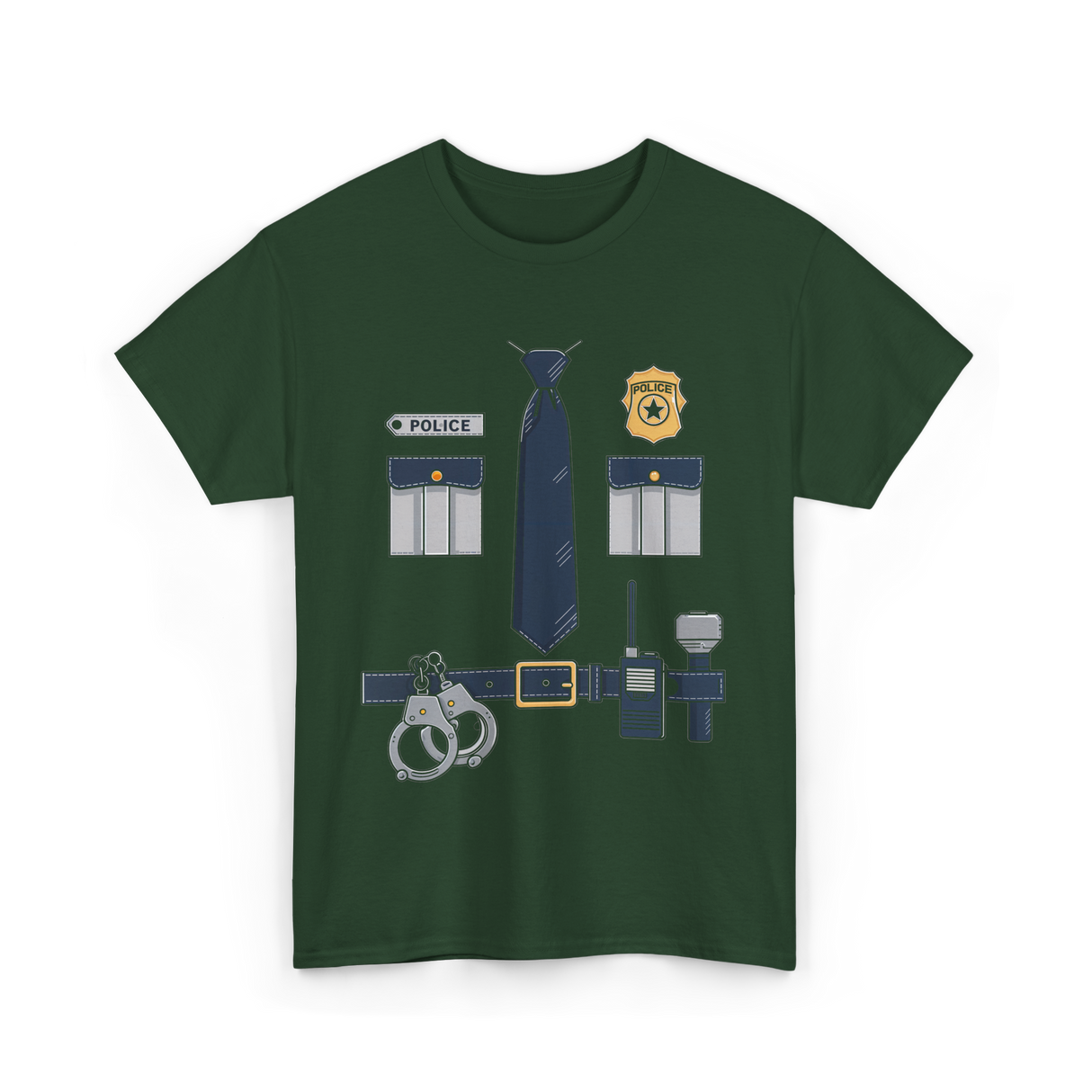 Police Costume Police Uniform T-Shirt - Forest Green