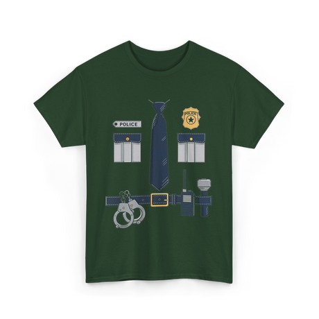 Police Costume Police Uniform T-Shirt - Forest Green