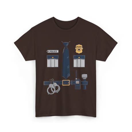 Police Costume Police Uniform T-Shirt - Dark Chocolate