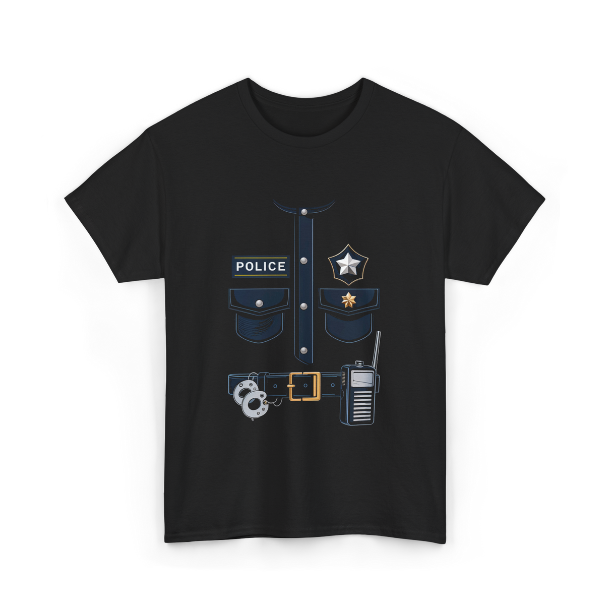 Police Officer Costume Police Badge T-Shirt - Black