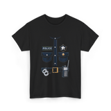 Police Officer Costume Police Badge T-Shirt - Black