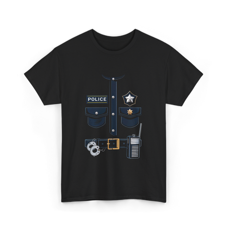 Police Officer Costume Police Badge T-Shirt - Black