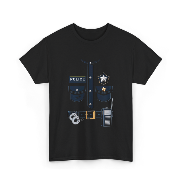 Police Officer Costume Police Badge T-Shirt - Black