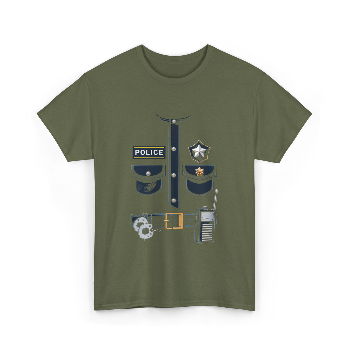 Police Officer Costume Police Badge T-Shirt - Military Green