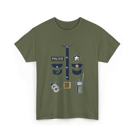 Police Officer Costume Police Badge T-Shirt - Military Green