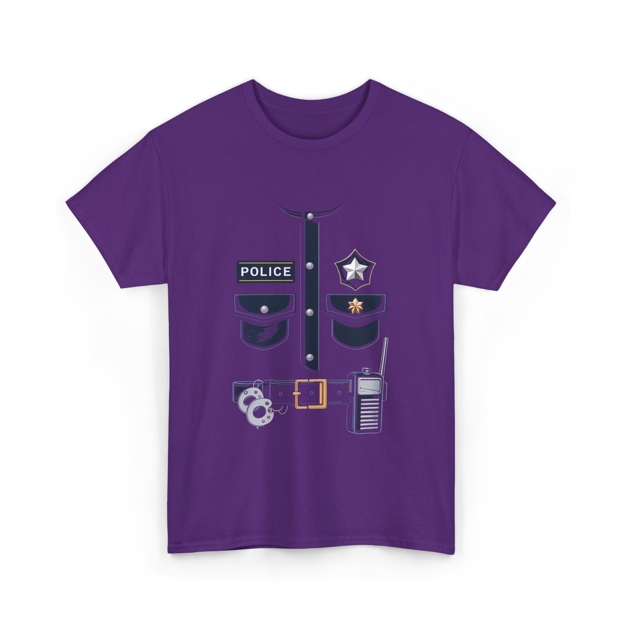 Police Officer Costume Police Badge T-Shirt - Purple