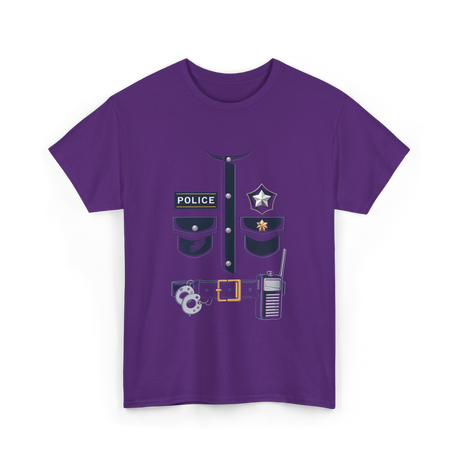 Police Officer Costume Police Badge T-Shirt - Purple