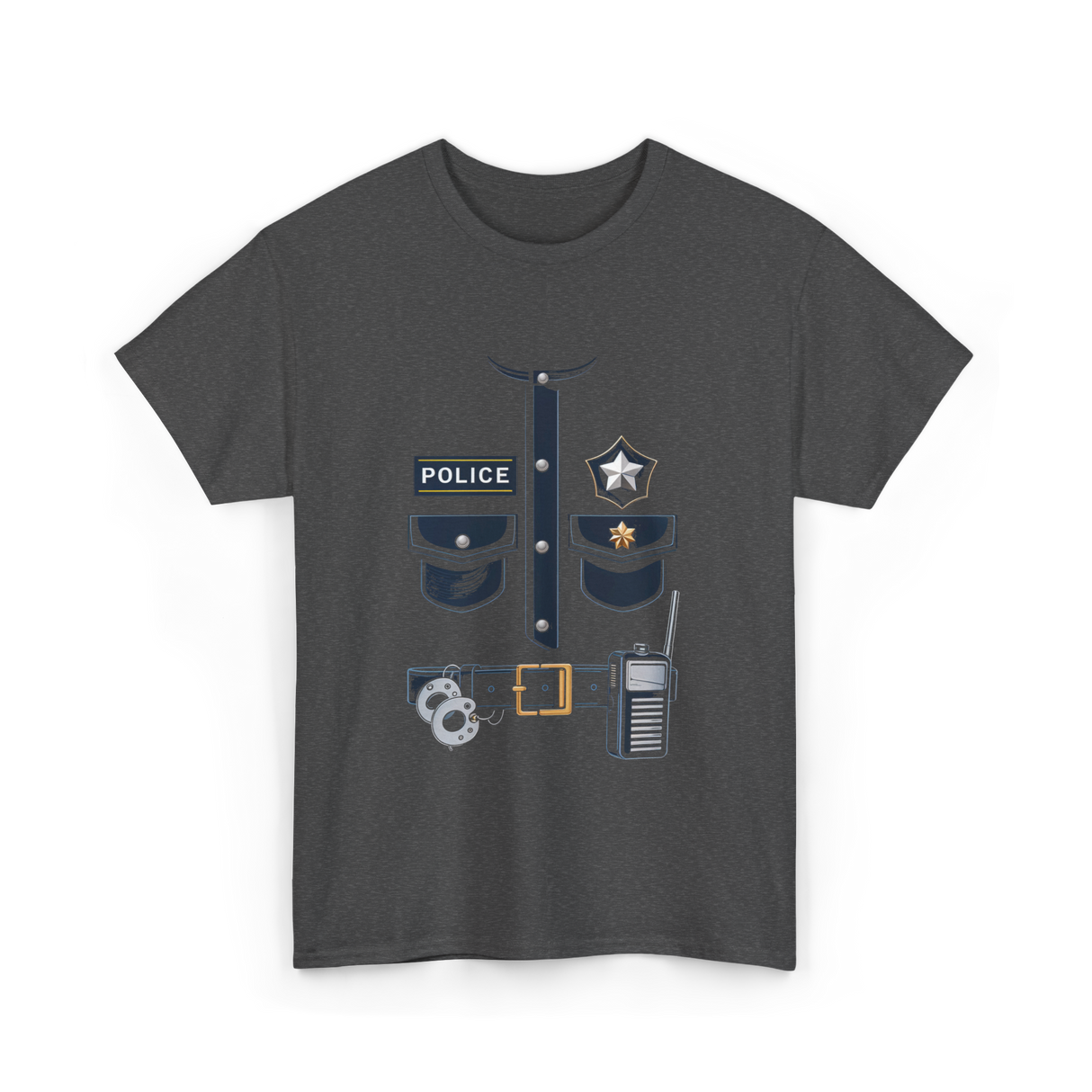 Police Officer Costume Police Badge T-Shirt - Dark Heather