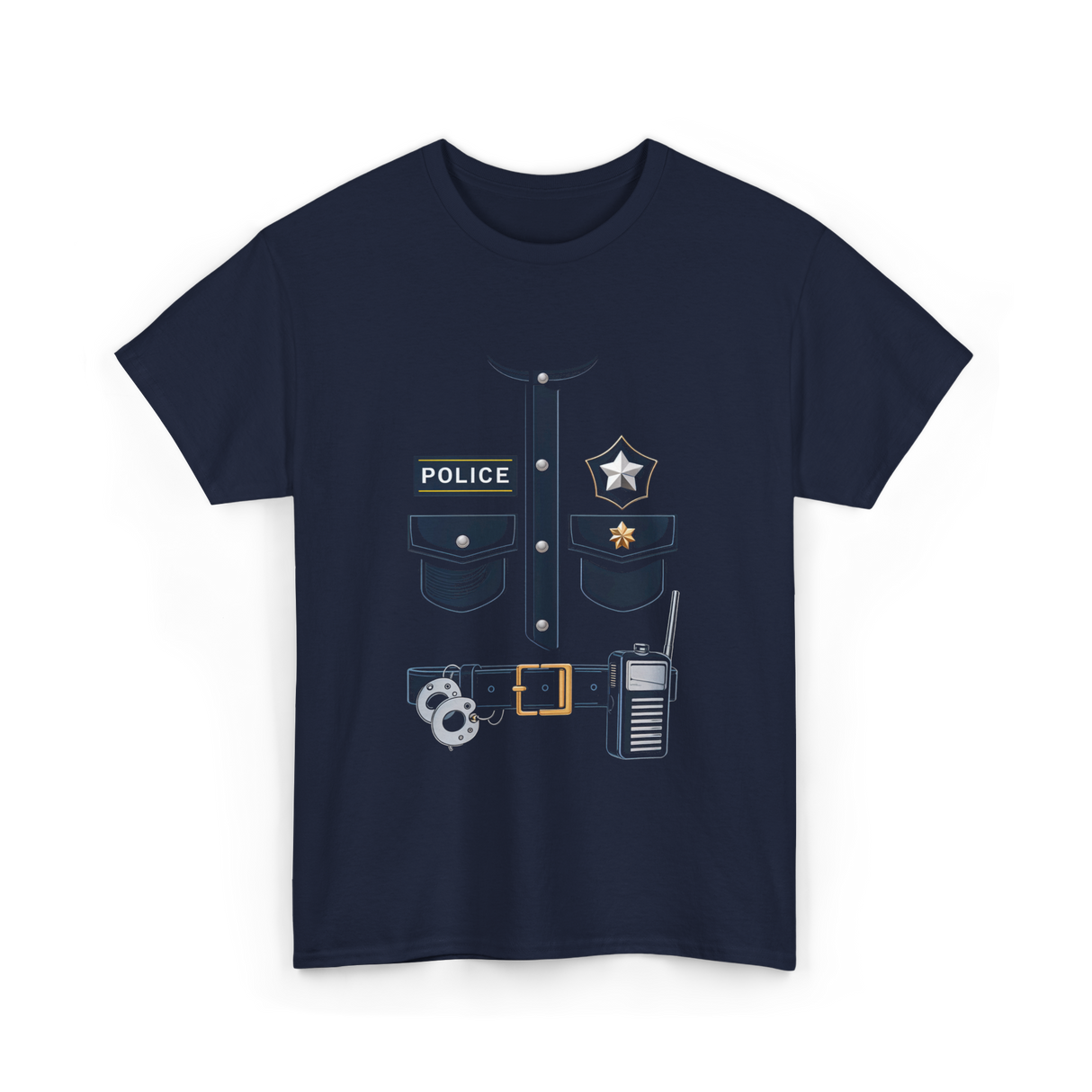 Police Officer Costume Police Badge T-Shirt - Navy