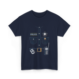 Police Officer Costume Police Badge T-Shirt - Navy