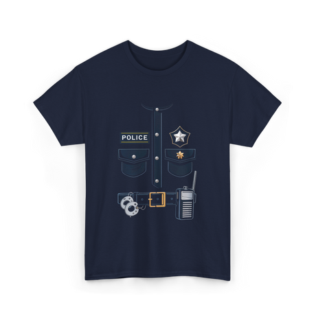 Police Officer Costume Police Badge T-Shirt - Navy