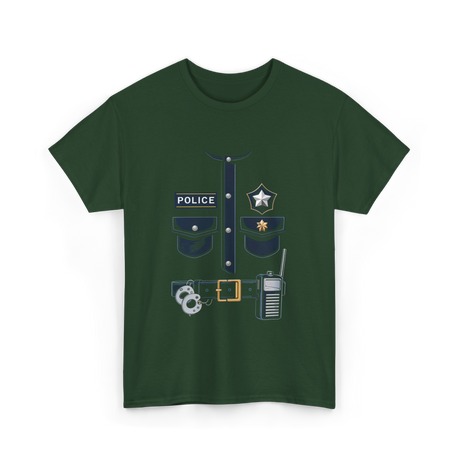 Police Officer Costume Police Badge T-Shirt - Forest Green