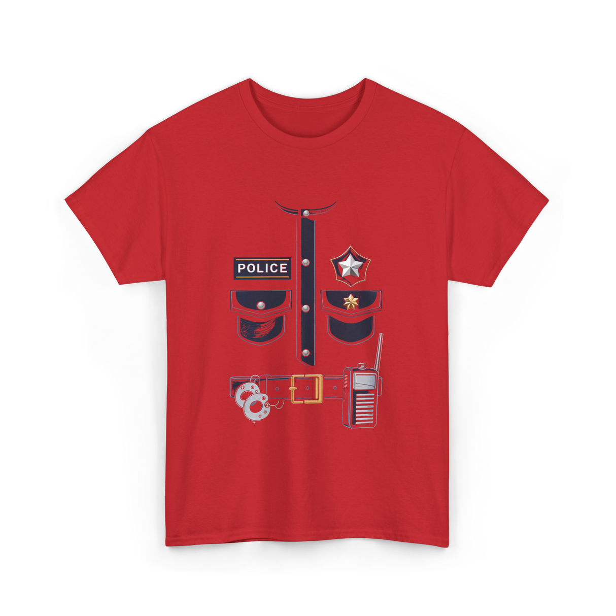 Police Officer Costume Police Badge T-Shirt - Red