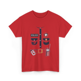 Police Officer Costume Police Badge T-Shirt - Red