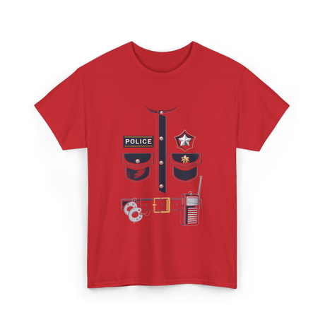 Police Officer Costume Police Badge T-Shirt - Red