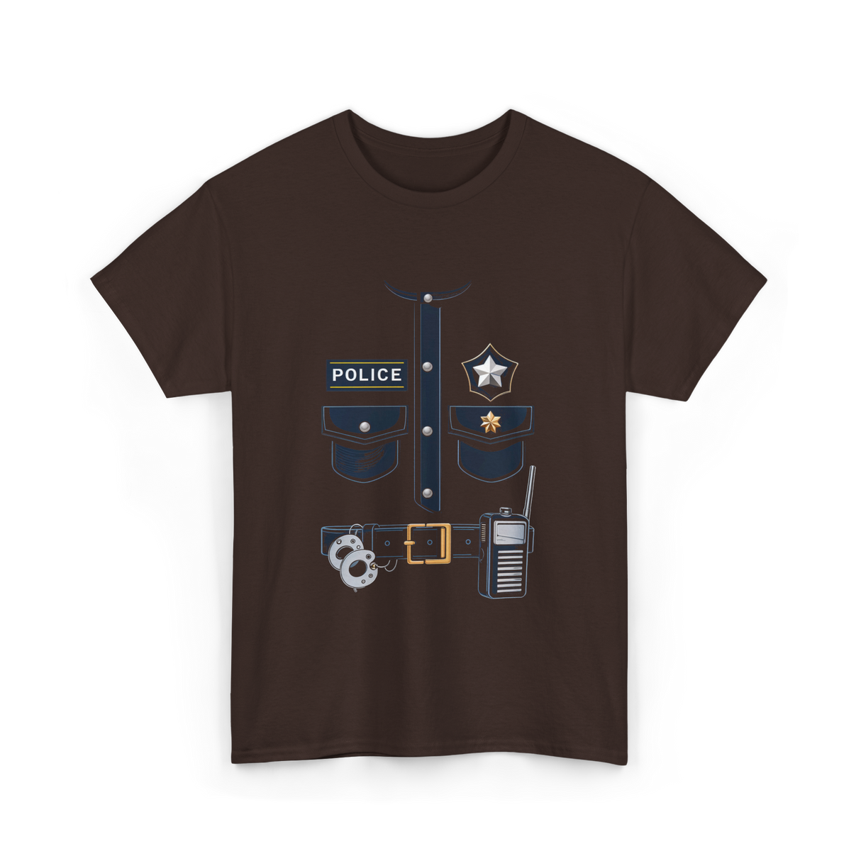 Police Officer Costume Police Badge T-Shirt - Dark Chocolate