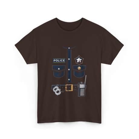 Police Officer Costume Police Badge T-Shirt - Dark Chocolate