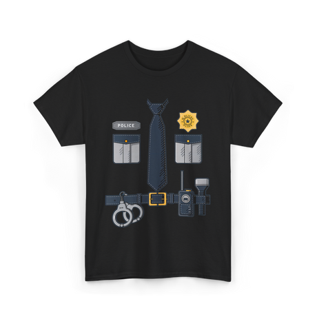 Police Officer Costume Police Gear T-Shirt - Black