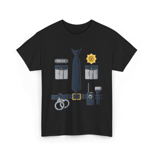 Police Officer Costume Police Gear T-Shirt - Black