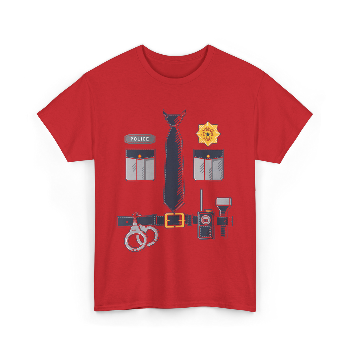 Police Officer Costume Police Gear T-Shirt - Red