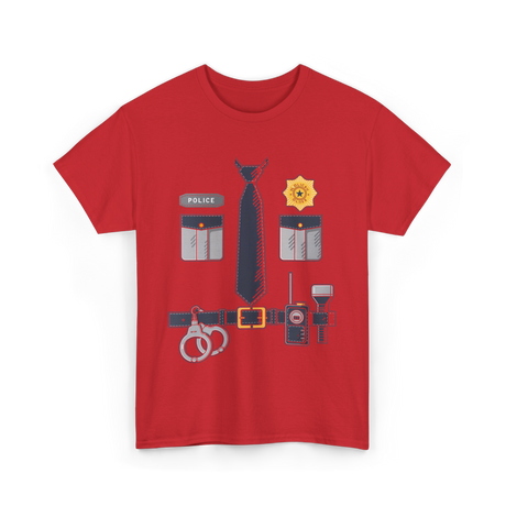 Police Officer Costume Police Gear T-Shirt - Red