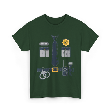 Police Officer Costume Police Gear T-Shirt - Forest Green