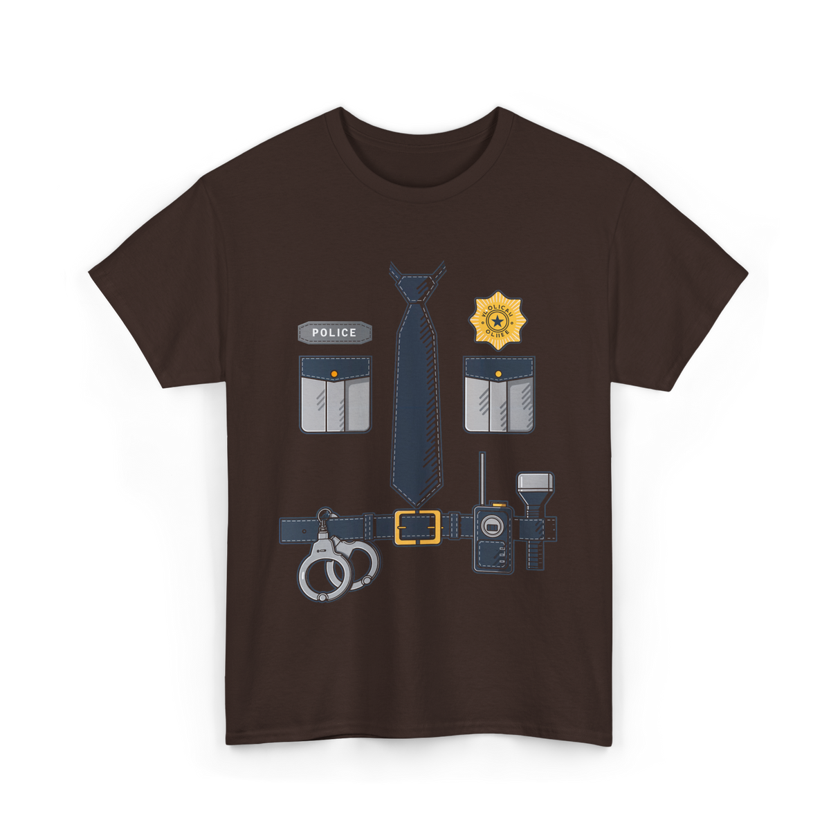 Police Officer Costume Police Gear T-Shirt - Dark Chocolate