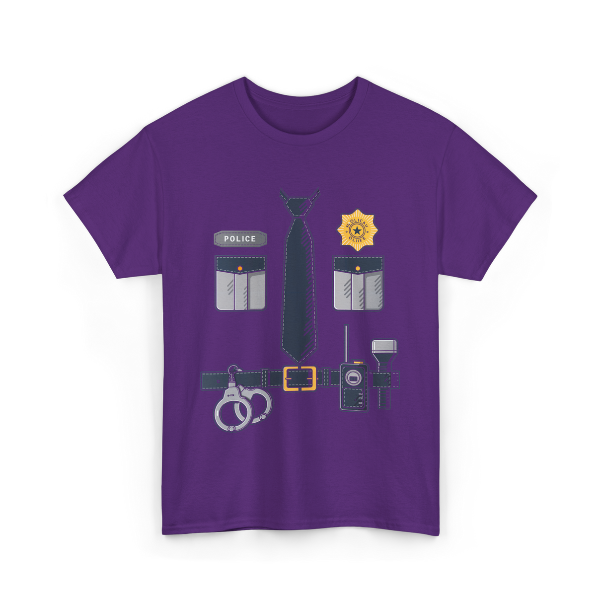 Police Officer Costume Police Gear T-Shirt - Purple