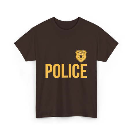 Police Officer Police Badge T-Shirt - Dark Chocolate