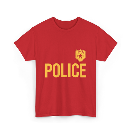 Police Officer Police Badge T-Shirt - Red