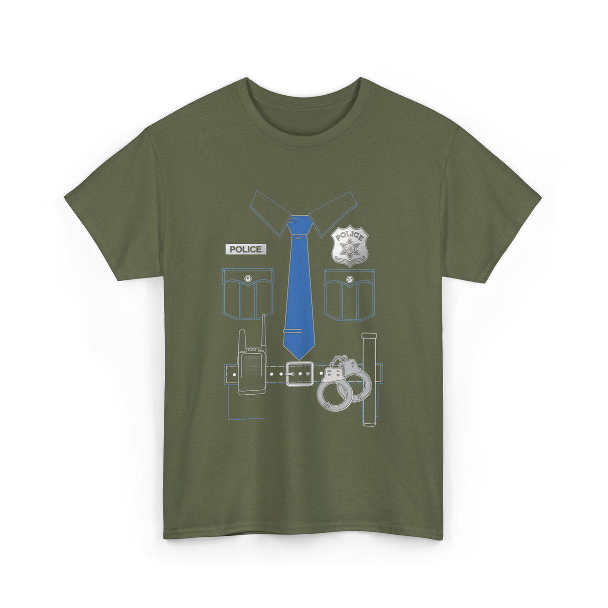 Police Uniform Costume Police T-Shirt - Military Green