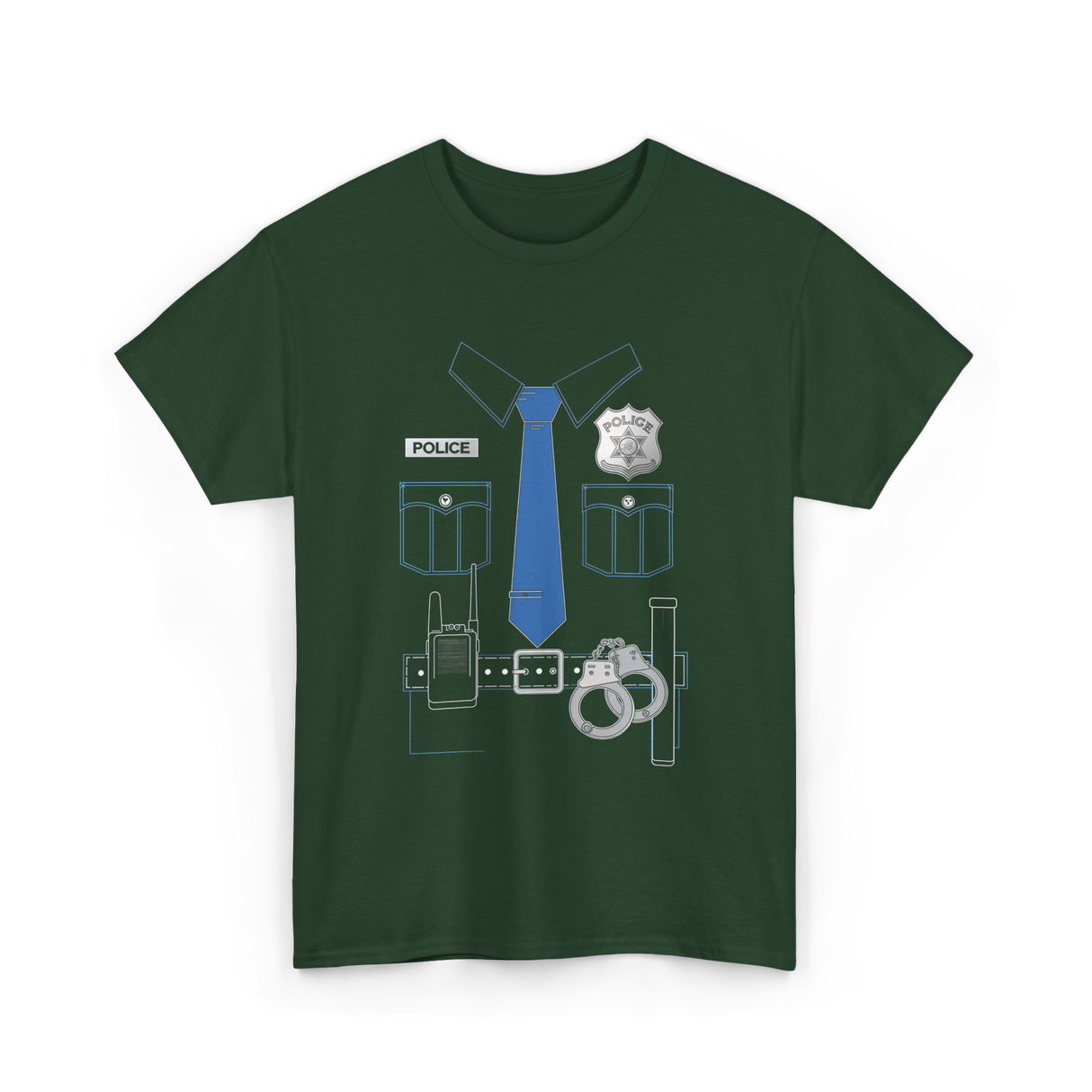 Police Uniform Costume Police T-Shirt - Forest Green