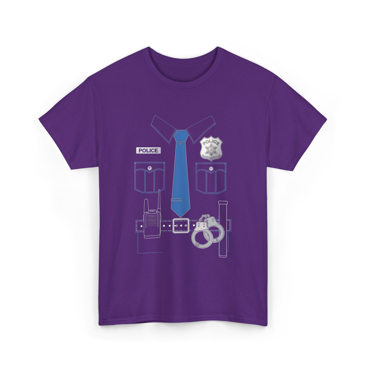 Police Uniform Costume Police T-Shirt - Purple