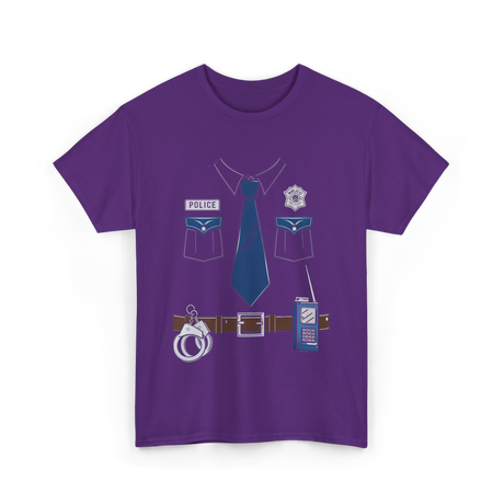 Police Uniform Police Officer Costume T-Shirt - Purple